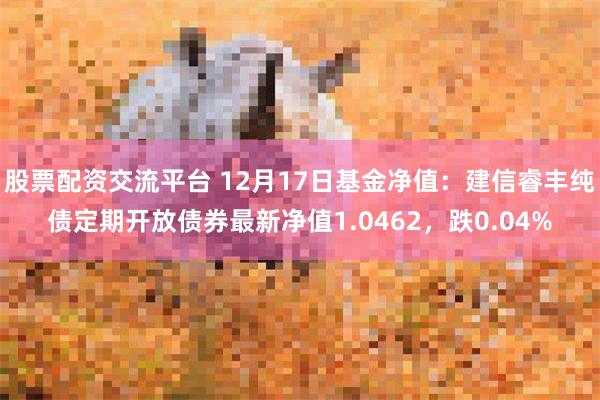 股票配资交流平台 12月17日基金净值：建信睿丰纯债定期开放债券最新净值1.0462，跌0.04%