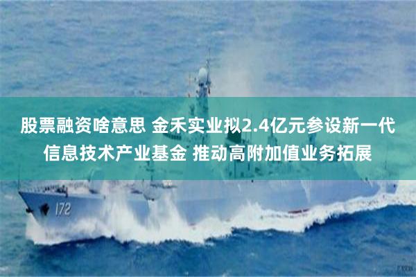 股票融资啥意思 金禾实业拟2.4亿元参设新一代信息技术产业基金 推动高附加值业务拓展